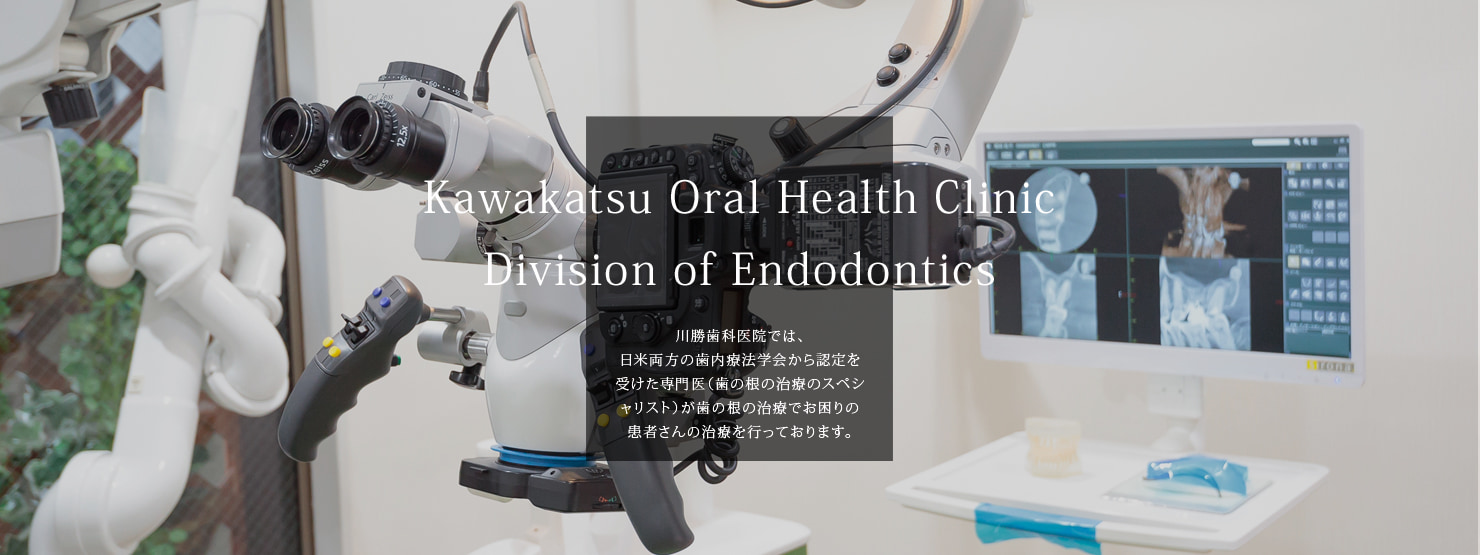 川勝歯科医院 歯内療法専門クリニック | Kawakatsu Oral Health Clinic Division of Endodontics |  米国歯内療法専門医による、歯を保存する、できるだけやり直しのない治療