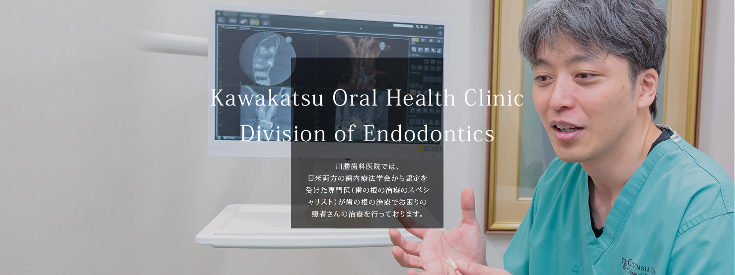 川勝歯科医院 歯内療法専門クリニック | Kawakatsu Oral Health Clinic Division of Endodontics |  米国歯内療法専門医による、歯を保存する、できるだけやり直しのない治療